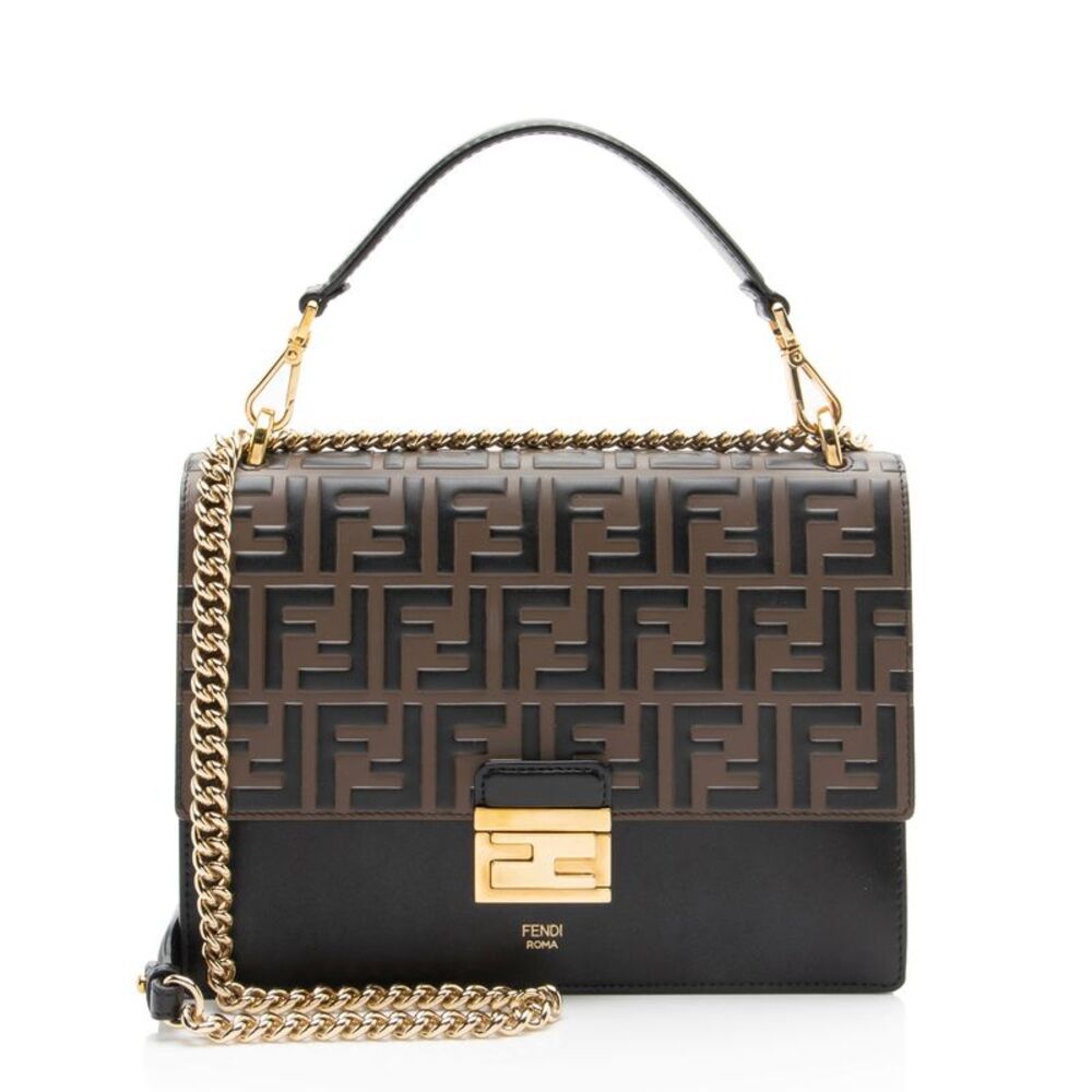 Fendi FF Embossed Calfskin Kan U Medium Shoulder Bag